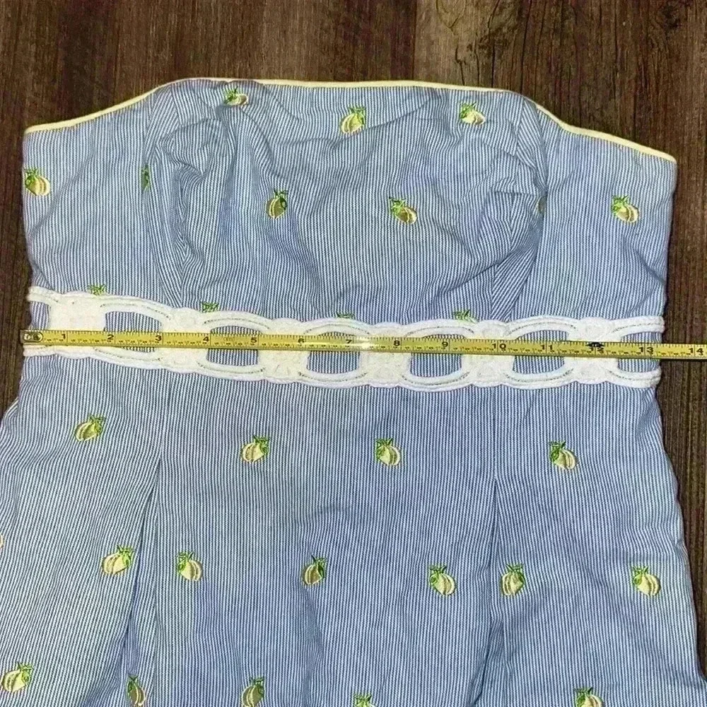 LILLY PULITZER EMBROIDERED LEMON‎ STRAPLESS DRESS size 2 - Picture 4 of 7